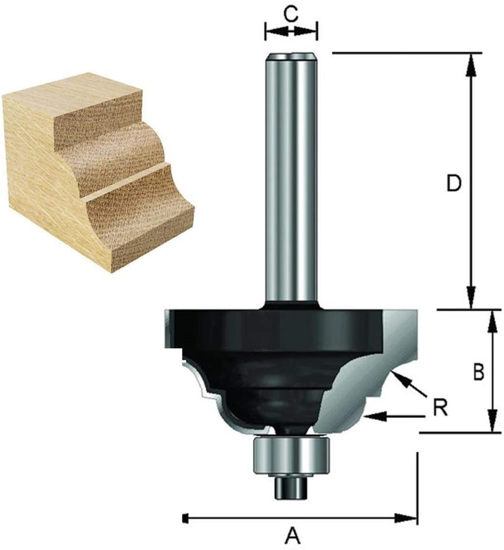 Afbeeldingen van KLASSIEKE PROFIELFREES HM R6.35 MET LAGER KOLF 8MM