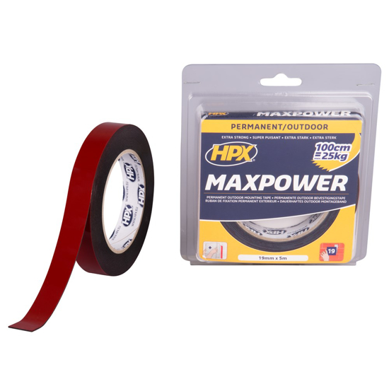 Afbeeldingen van HPX MAX POWER OUTDOOR BEVESTIGINGSTAPE - ZWART 19MM X 5M