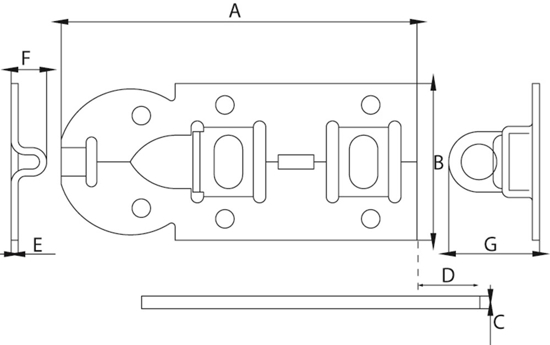 Afbeeldingen van HANGSLOTSCHUIF VLAK 140MM VZ ZG 140BV