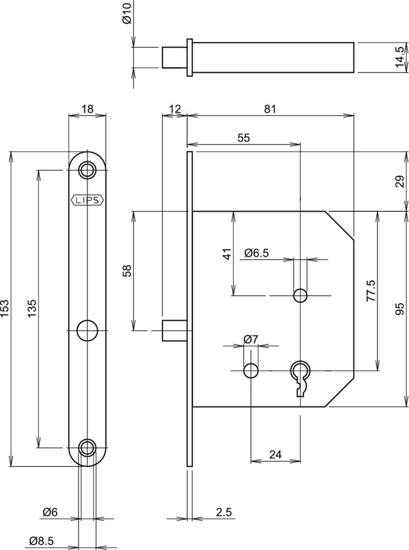 Afbeeldingen van 213411U18 KRIMP.KASTSLOT, DM55MM, VOORPL.18X153MM