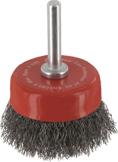 Afbeeldingen van KOMBORSTEL OP STIFT ø6, GEGOLFD STAALDRAAD, ø50X0,20