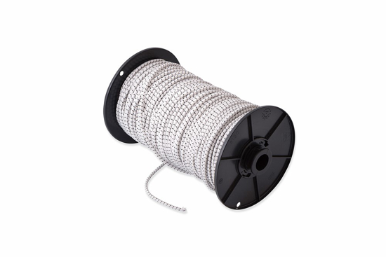 Afbeeldingen van PGS.040.WIT-D / GUMMIKOORD 04MM WIT+MERKDR. ROL 100 MTR