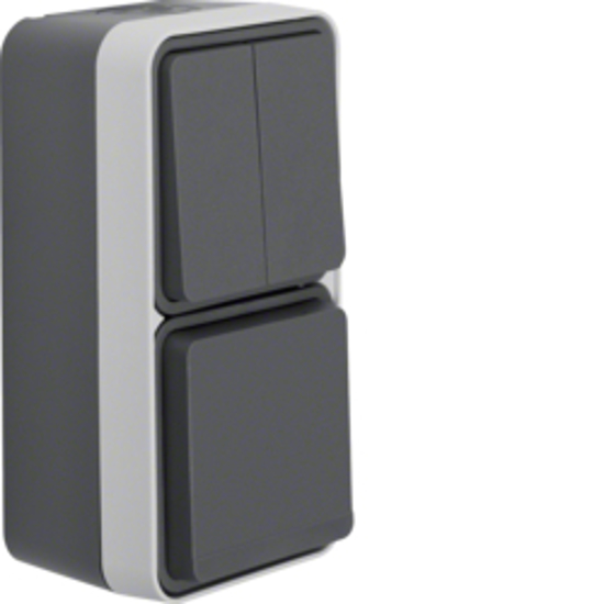 Afbeeldingen van COMBI WCD + SERIESCHAKELAAR W.1 COMPLEET GRIJS IP55