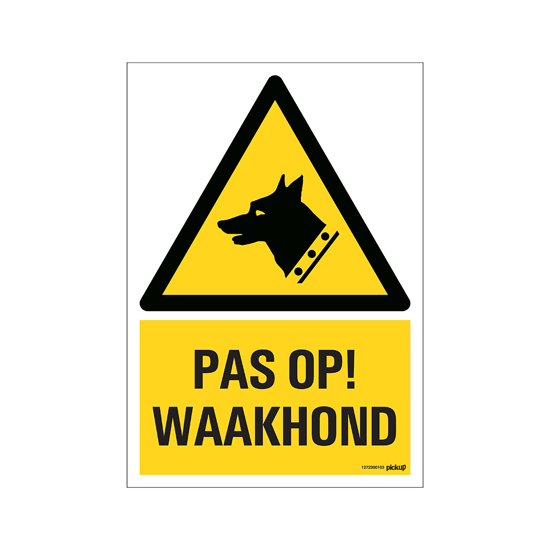 Afbeeldingen van BORD PAS OP WAAKHOND 230X330 MM