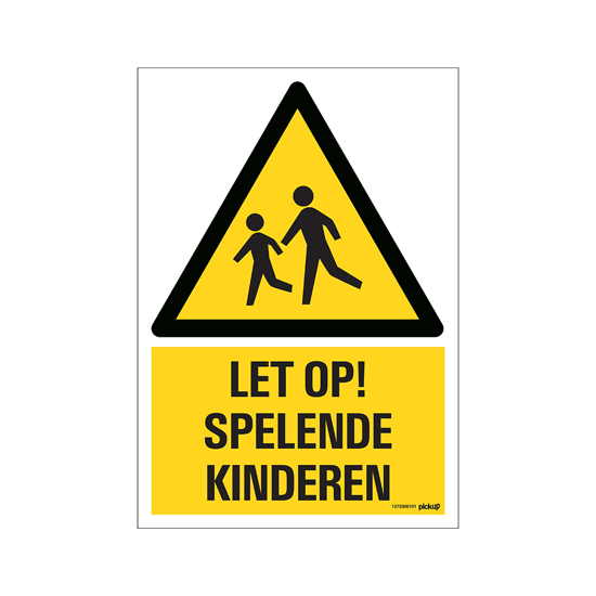 Afbeeldingen van BORD LET OP SPELENDE KINDEREN 230X330 MM