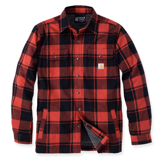 Afbeeldingen van 105939R81 RELAXED FIT HEAVYWEIGHT FLANNEL SHERPA-LINED SHIRT JAC RED OCHRE L