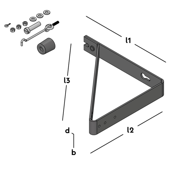 Afbeeldingen van DEUROPVANGBEUGEL HAAKS COMPLEET 275X250X330 40X4 EPZ