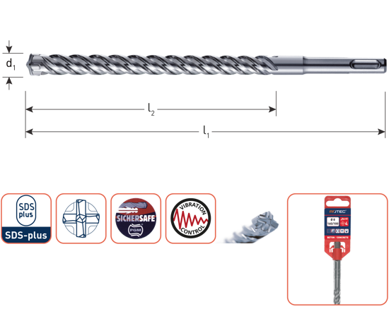Afbeeldingen van HAMERBOOR SDS+ QUATTRO-X ø15,0X210/260