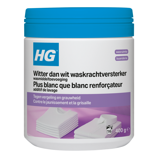 Afbeeldingen van HG WITTER DAN WIT WASKRACHTVERSTERKER WASMIDDELTOEVOEGING 500 GR