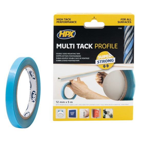 Afbeeldingen van HPX DUBBELZIJDIGE MULTI-TACK TAPE - SEMI-TRANSPARANT 12MM X 5M