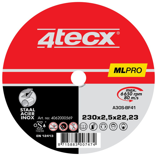 Afbeeldingen van DOORSLIJPSCHIJF MEGA-LINE A30S BF41 230 X 2,5 X 22,23MM