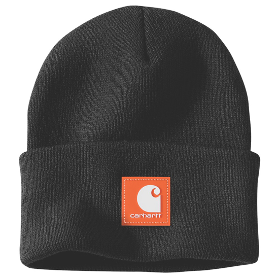 Afbeeldingen van 106920N63 RUBBER PATCH WATCH CAP BEANIE BLACK/WORKSITE ORANGE OS